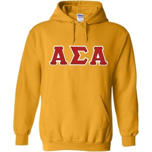 Greekgear Alpha Sigma Alpha Lettered Hooded Sweatshirt(Athletic Gold)
