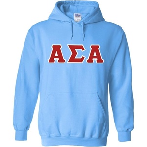Greekgear Alpha Sigma Alpha Lettered Hooded Sweatshirt(Light Blue)