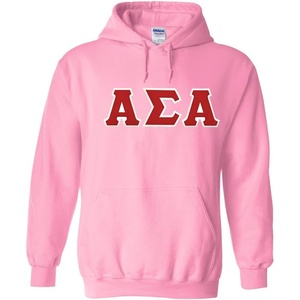 Greekgear Alpha Sigma Alpha Lettered Hooded Sweatshirt(Light Pink)