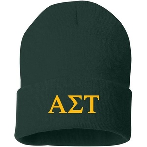 Greekgear Alpha Sigma Tau AST Greek Letter Knit Cap Forest Green