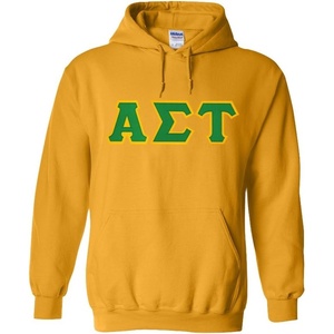 Greekgear Alpha Sigma Tau Lettered Hooded Sweatshirt(Athletic Gold)