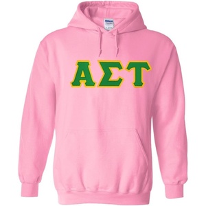 Greekgear Alpha Sigma Tau Lettered Hooded Sweatshirt(Light Pink)