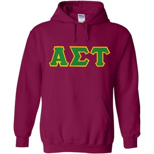 Greekgear Alpha Sigma Tau Lettered Hooded Sweatshirt(Magenta Pink)