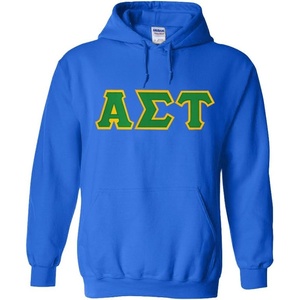 Greekgear Alpha Sigma Tau Lettered Hooded Sweatshirt(Royal Blue)