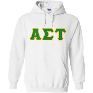 Greekgear Alpha Sigma Tau Lettered Hooded Sweatshirt(White)
