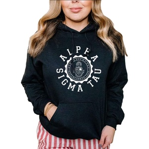 Greekgear Alpha Sigma Tau Unisex College Seal Hoodie(Black)