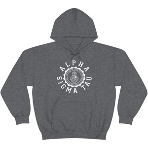 Greekgear Alpha Sigma Tau Unisex College Seal Hoodie(Dark Heather)