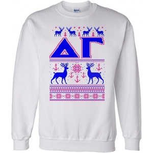 Greekgear Delta Gamma Ugly Christmas Sweater Crewneck Sweatshirt(White)