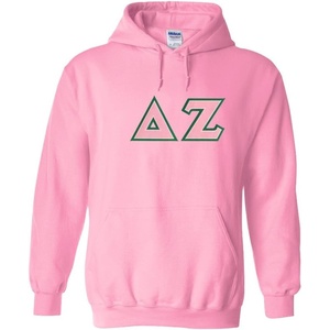 Greekgear Delta Zeta Lettered Hooded Sweatshirt(Light Pink)