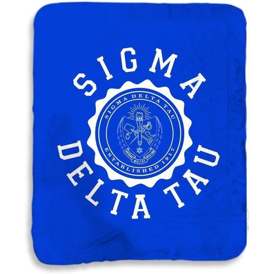image:imageGreekgear Sigma Delta Tau Seal Sherpa Lap Blanket Royal Blue