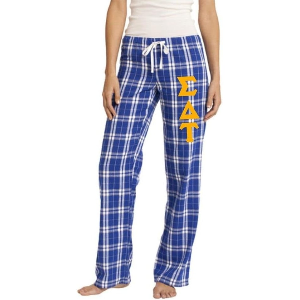 image:imageGreekgear Sigma Delta Tau Womens Flannel Plaid Pant PJsRoyal Blue