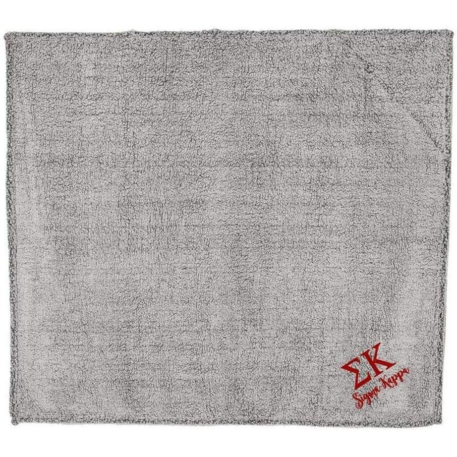 image:imageGreekgear Sigma Kappa Sherpa Blanket Charcoal wMaroon Thread Color