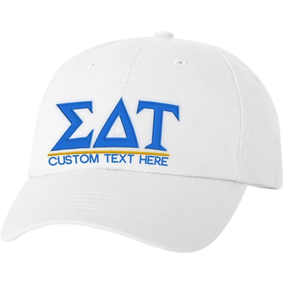 image:imagePersonalized Sigma Delta Tau Greek Line HatWhite