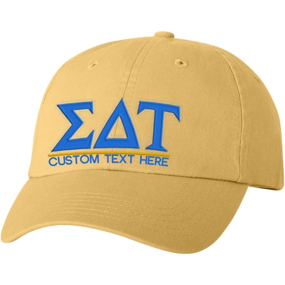 image:imagePersonalized Sigma Delta Tau Greek Line HatYellow