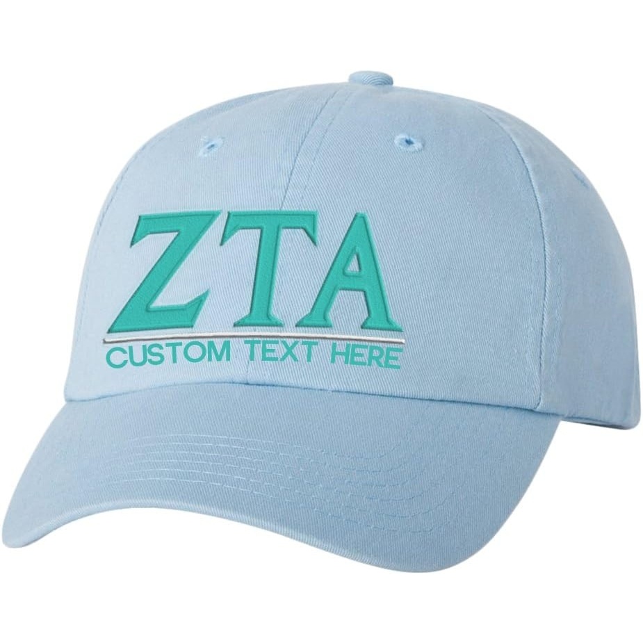 image:imagePersonalized Zeta Tau Alpha ZTA Greek Line HatLight Blue