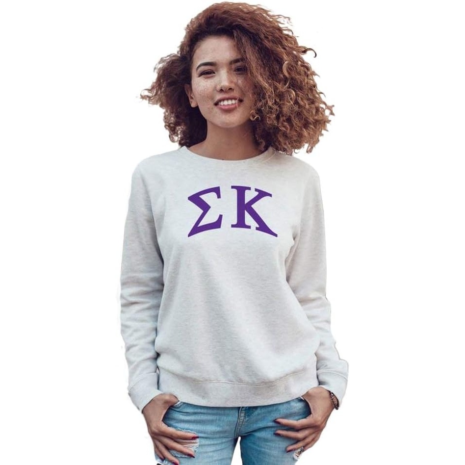 image:imageSigma Kappa Arched Greek Lettered Crewneck SweatshirtLight Grey
