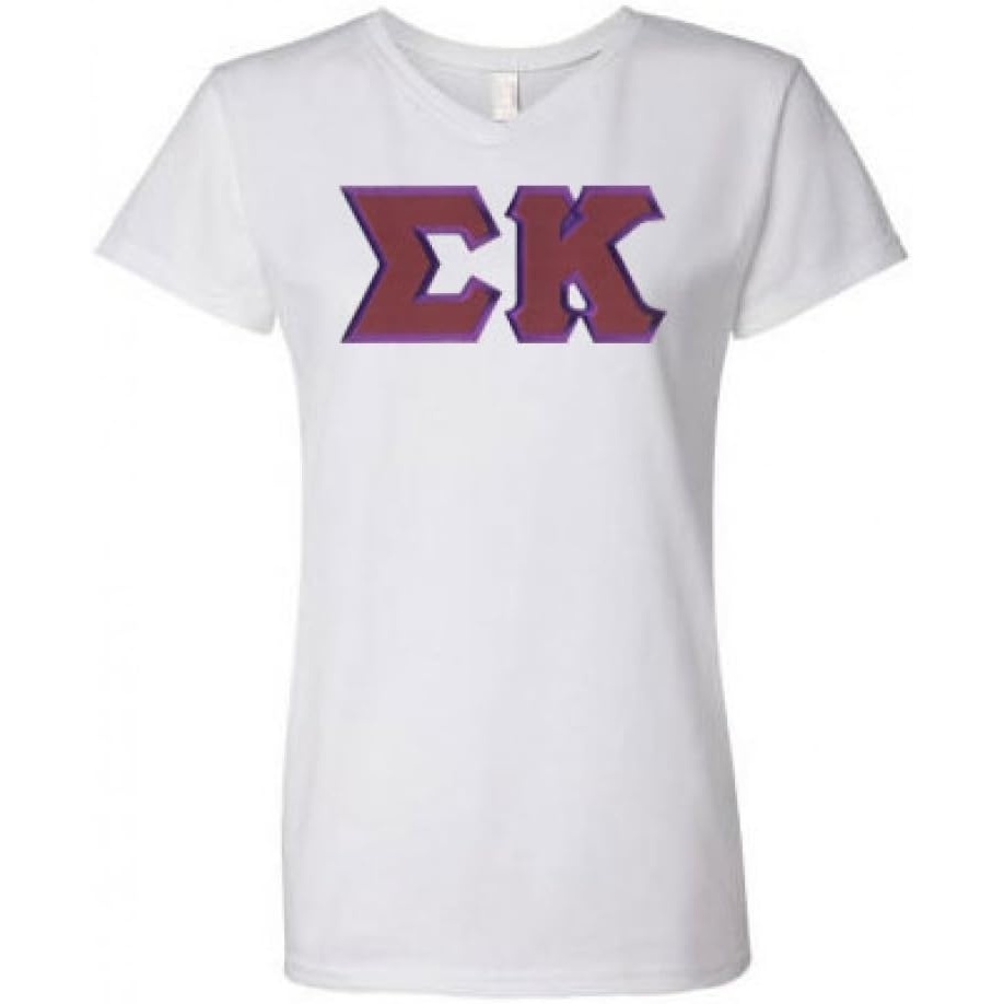 image:imageSigma Kappa Lettered V Neck TeeBright White