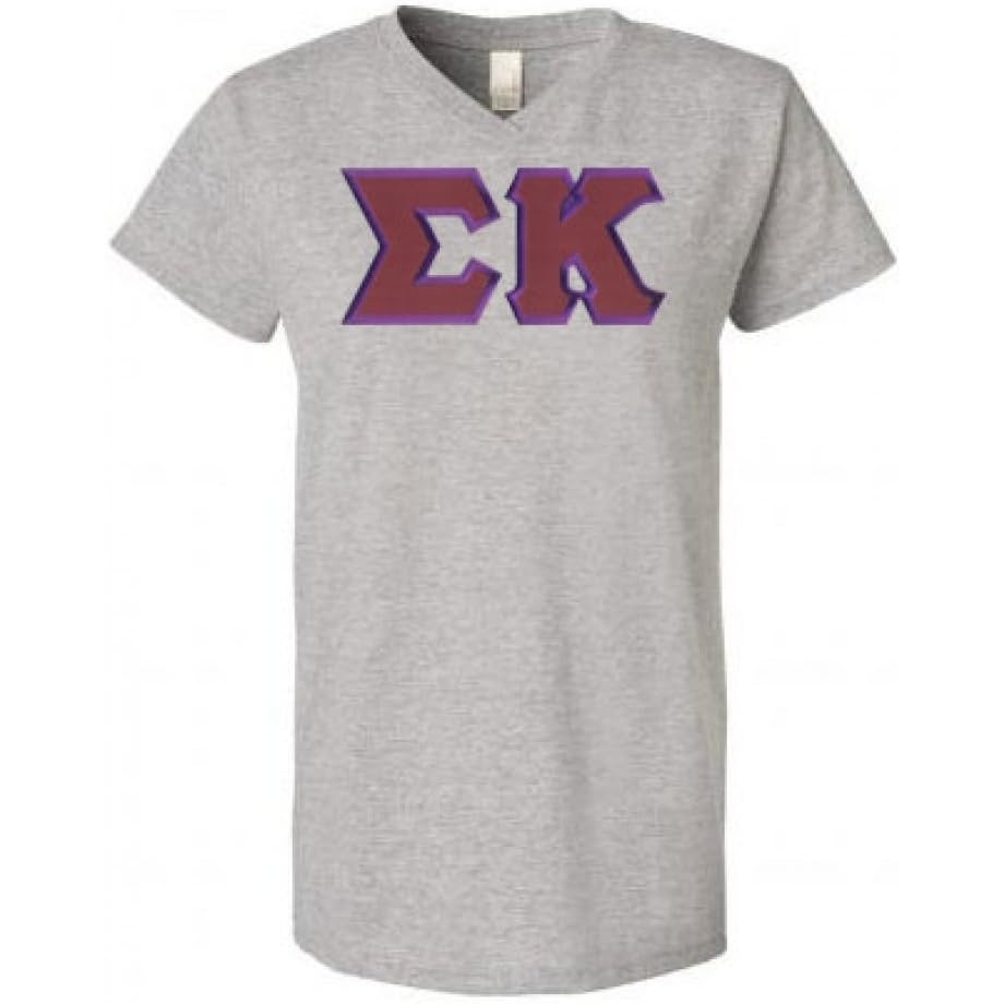 image:imageSigma Kappa Lettered V Neck TeeHeathered Nickel
