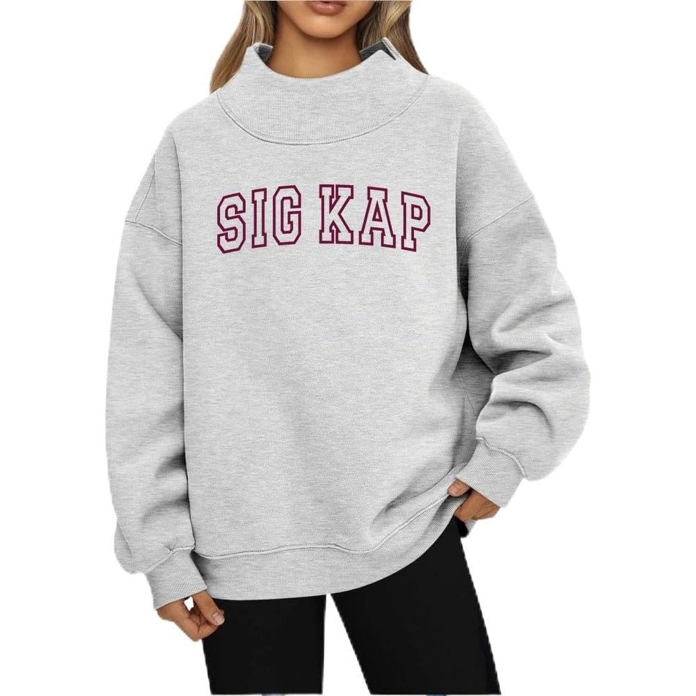 image:imageSigma Kappa Varsity Lightweight Mockneck SweatshirtLight Grey