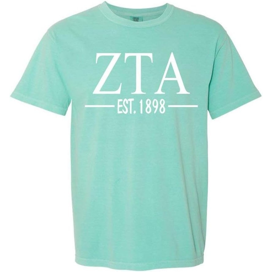 image:imageZeta Tau Alpha Custom Greek Lettered Short Sleeve TShirtChalky Mint