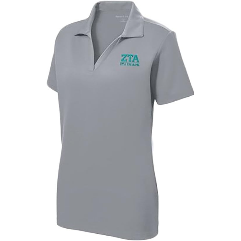 image:imageZeta Tau Alpha ZTA Greek Letter Polo ShirtsSilver
