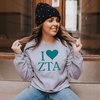 I Love Zeta Tau Alpha ZTA Crewneck Sweatshirt(Light Grey)