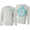 Zeta Tau Alpha ZTA World Famous Crest Long Sleeve T-Shirt(Light Grey)