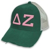 Delta Zeta Distressed Trucker Hat(Forest/ Tan)