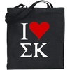Greekgear Sigma Kappa I Love Tote Bags(Black)