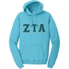 Greekgear Zeta Tau Alpha ZTA Pigment-Dyed Lettered Hooded Sweatshirt(Tidal Wave)