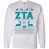 Greekgear Zeta Tau Alpha ZTA Ugly Christmas Sweater Crewneck Sweatshirt(White)