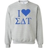 I Love Sigma Delta Tau Crewneck Sweatshirt(Light Grey)