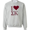 I Love Sigma Kappa Crewneck Sweatshirt(Light Grey)