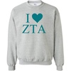 I Love Zeta Tau Alpha ZTA Crewneck Sweatshirt(Light Grey)
