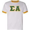Sigma Alpha Lettered Ringer Shirt(White/Gold)