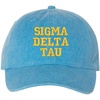 Sigma Delta Tau Pigment Dyed Baseball Cap(Royal Caribe W/Light Gold Thread Color)