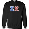 Sigma Kappa Greek Letter American Flag Crewneck(Black)