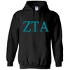 Zeta Tau Alpha ZTA World Famous Greek Hoodie – Black with Arctic Blue Imprint(Black)