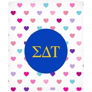 Greekgear Sigma Delta Tau Hearts Fleece Blanket