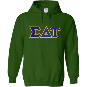 Greekgear Sigma Delta Tau Lettered Hooded Sweatshirt(Forest Green)