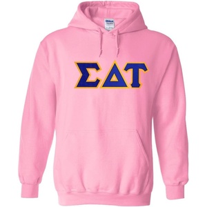Greekgear Sigma Delta Tau Lettered Hooded Sweatshirt(Light Pink)