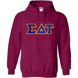 Greekgear Sigma Delta Tau Lettered Hooded Sweatshirt(Magenta Pink)