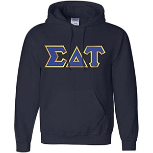 Greekgear Sigma Delta Tau Lettered Hooded Sweatshirt(Navy Blue)