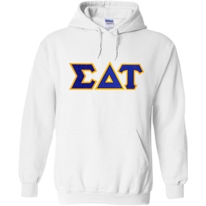 Greekgear Sigma Delta Tau Lettered Hooded Sweatshirt(White)