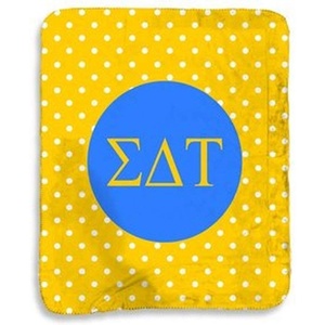 Greekgear Sigma Delta Tau Polka Dots Sherpa Lap Blanket
