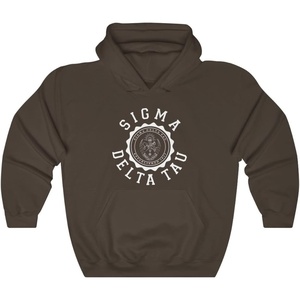 Greekgear Sigma Delta Tau Unisex College Seal Hoodie(Dark Chocolate)