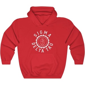 Greekgear Sigma Delta Tau Unisex College Seal Hoodie(Red)