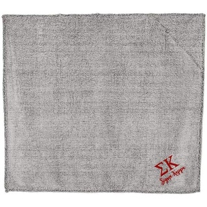 Greekgear Sigma Kappa Sherpa Blanket Charcoal w/Maroon Thread Color