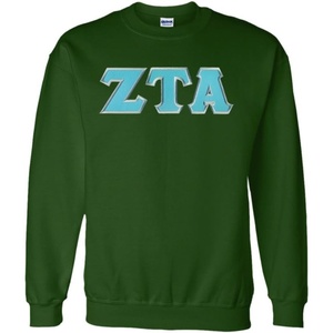 Greekgear Zeta Tau Alpha Lettered Crewneck(Forest Green)