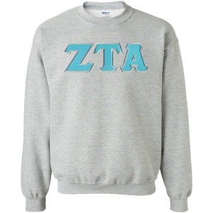 Greekgear Zeta Tau Alpha Lettered Crewneck(Sports Grey)